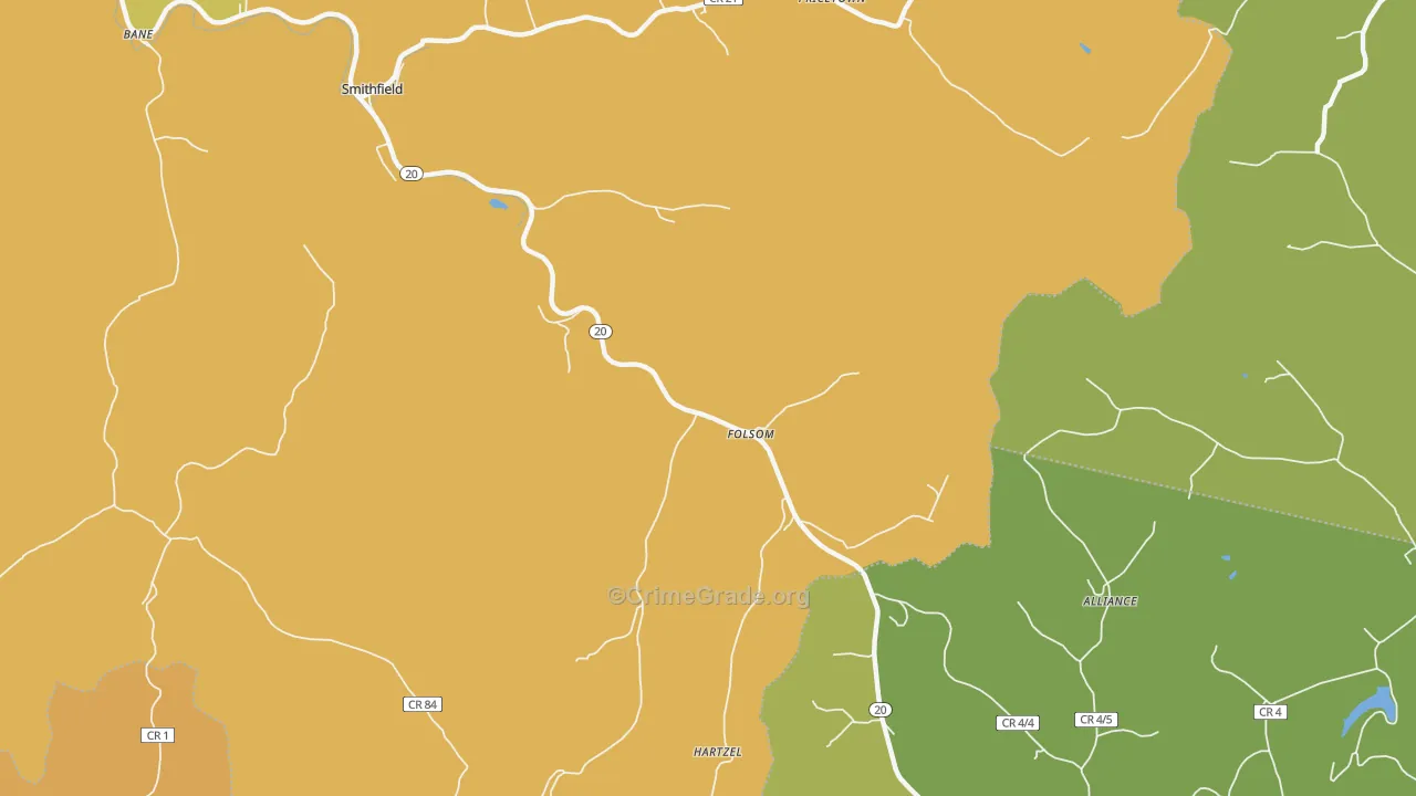 Folsom, WV Map of Drug-Related Crime Rates