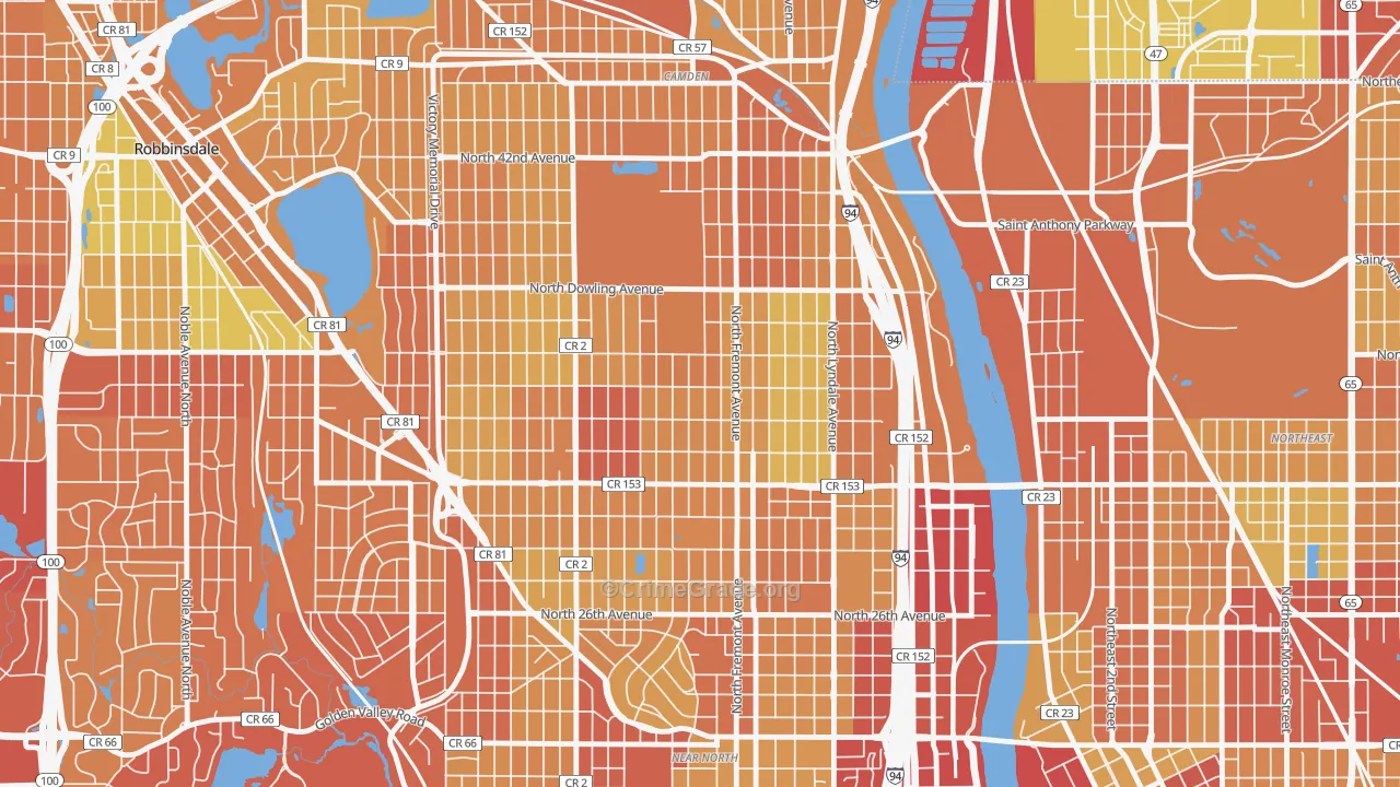 Folwell, Minneapolis, MN Map of Drug-Related Crime Rates