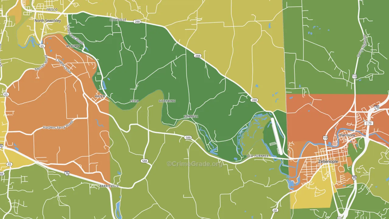Fombell, PA Map of Drug-Related Crime Rates
