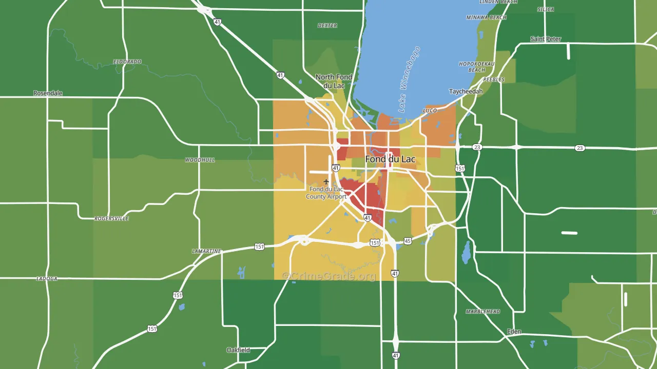 Fond du Lac County, WI Map of Drug-Related Crime Rates