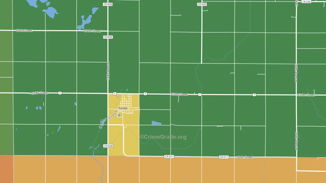 Fonda, IA Map of Drug-Related Crime Rates