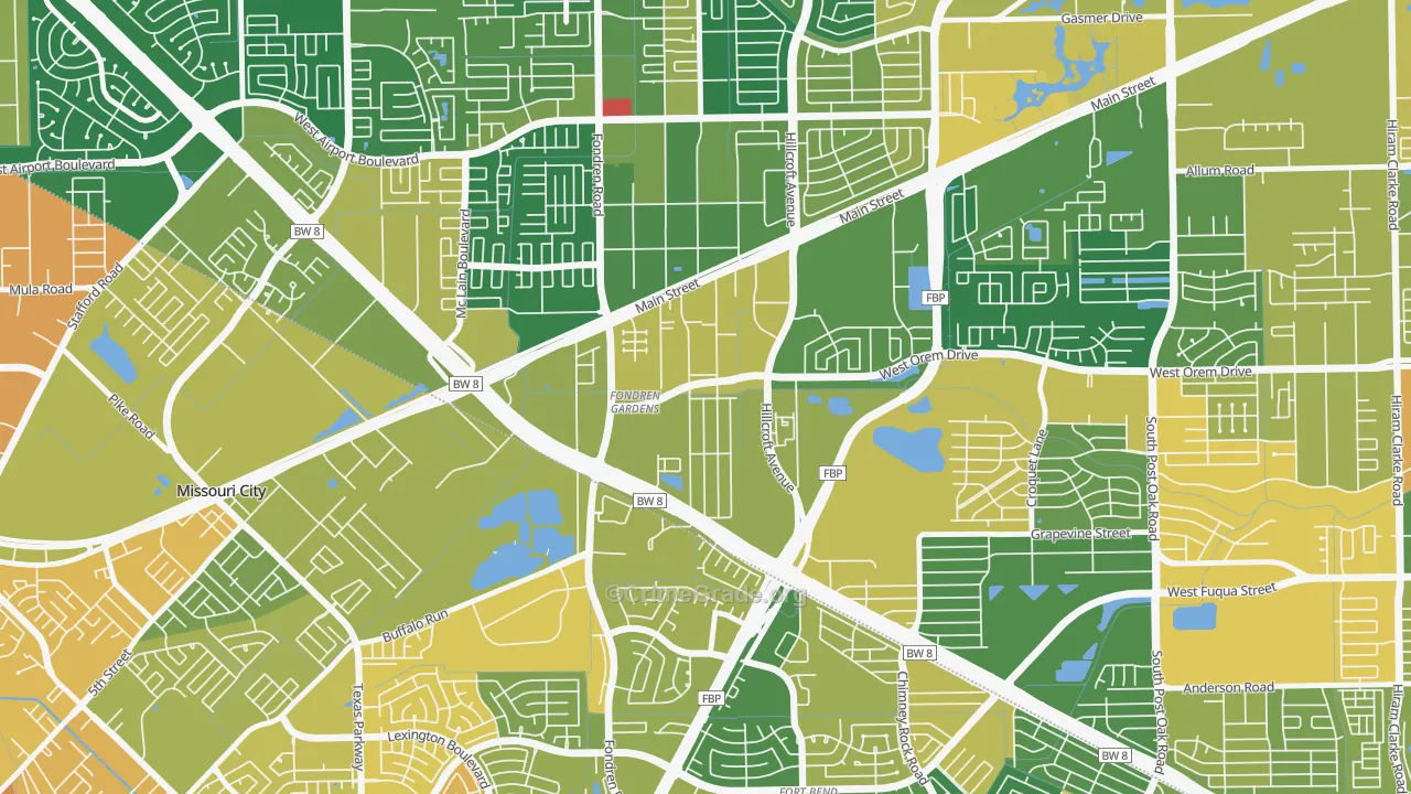 Fondren Gardens, Houston, TX Map of Drug-Related Crime Rates