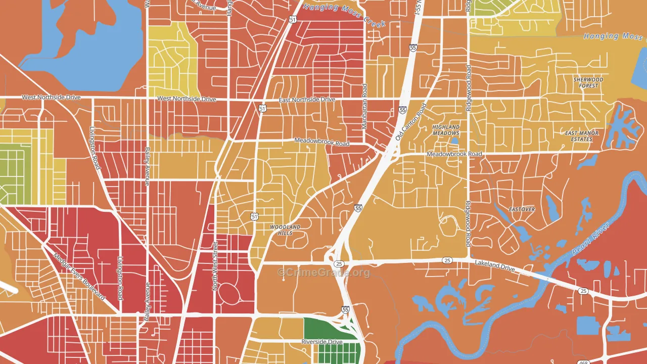 Fondren North Renaissance, Jackson, MS Map of Drug-Related Crime Rates