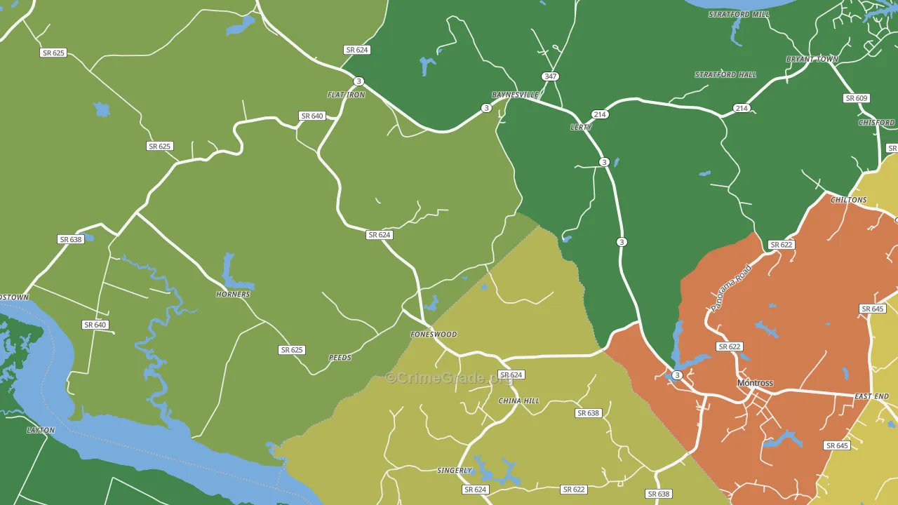 Foneswood, VA Map of Drug-Related Crime Rates