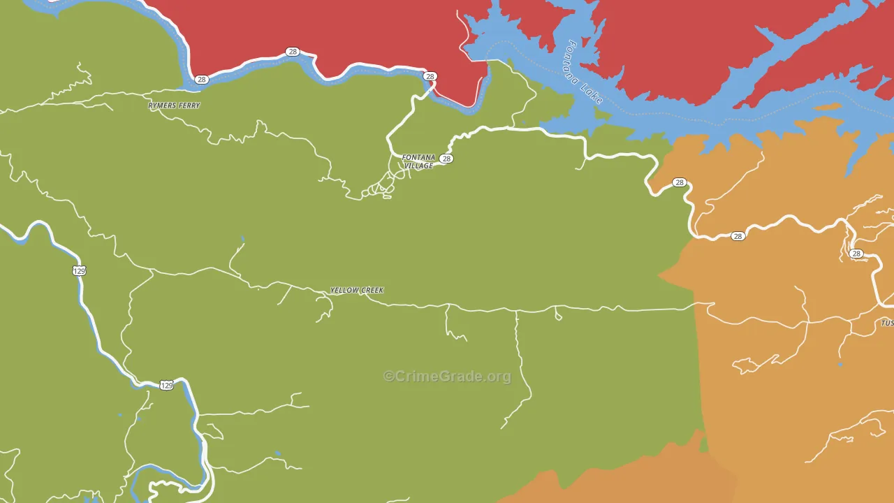 Fontana Dam, NC Map of Drug-Related Crime Rates