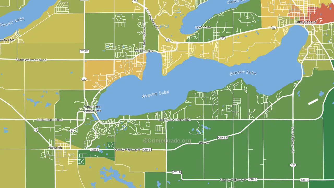 Fontana, WI Map of Drug-Related Crime Rates