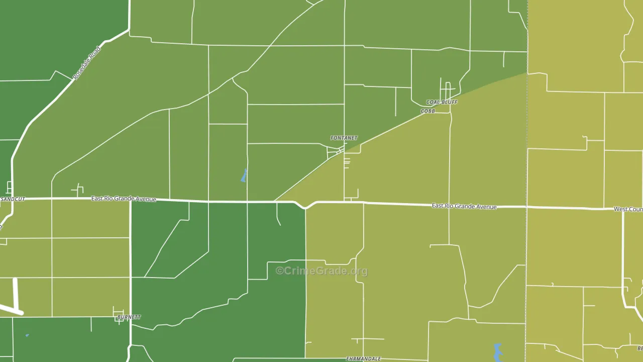 Fontanet, IN Map of Drug-Related Crime Rates