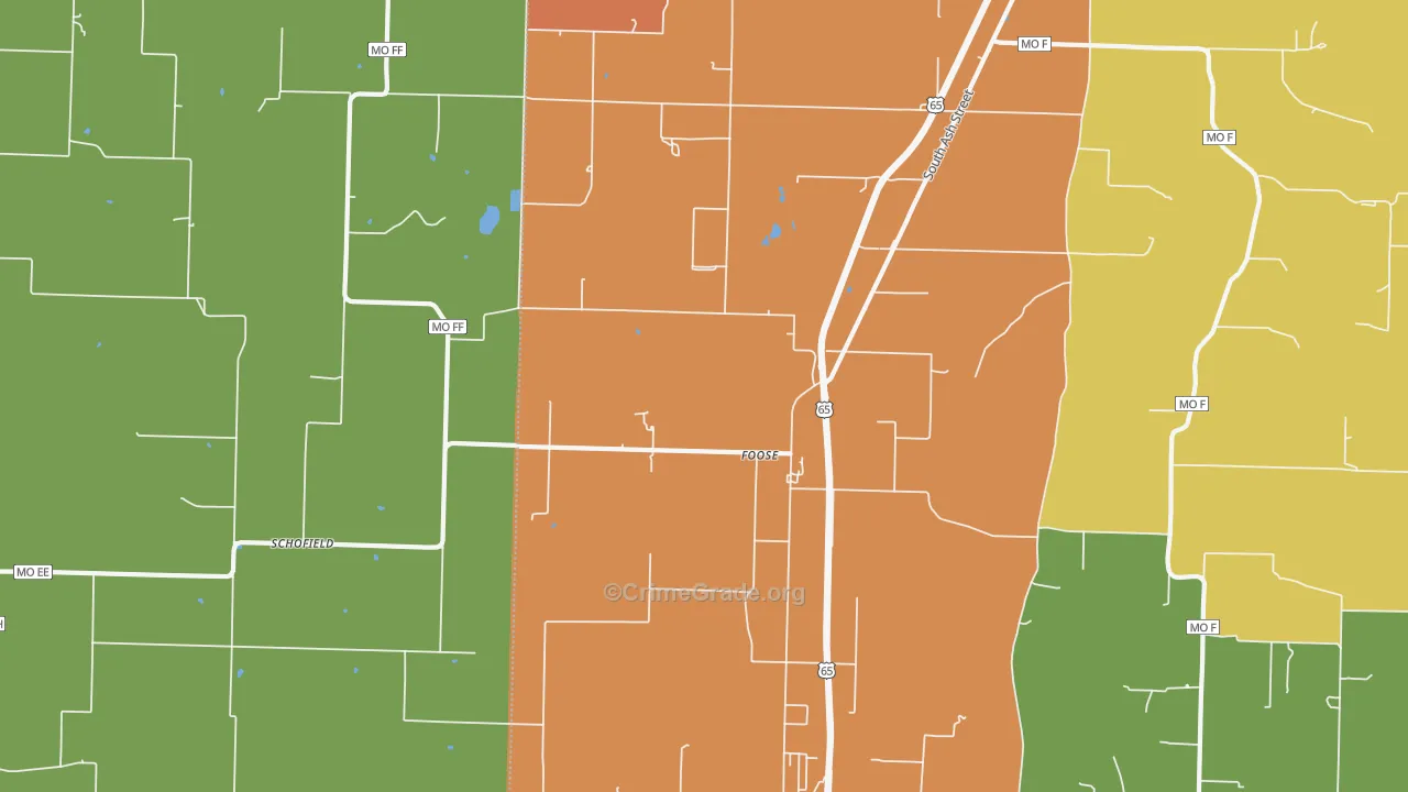 Foose, MO Map of Drug-Related Crime Rates