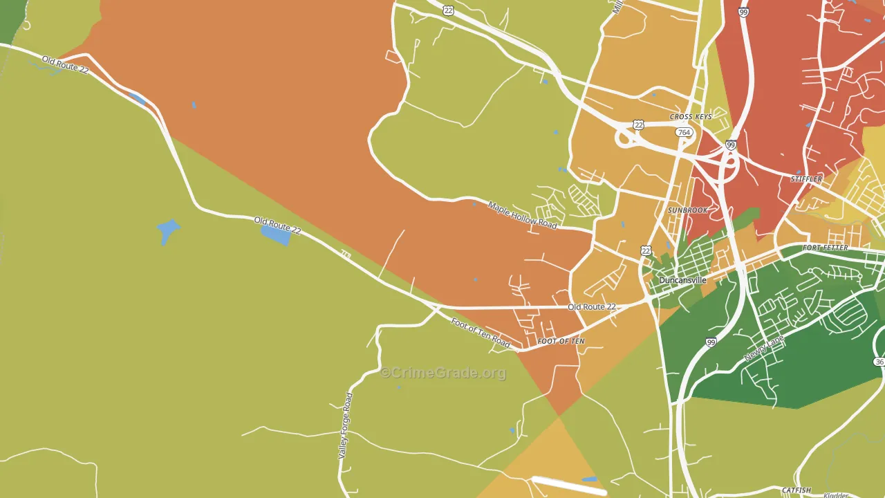 Foot of Ten, PA Map of Drug-Related Crime Rates