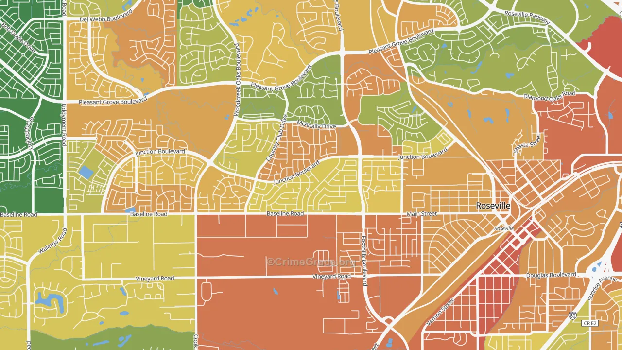 Foothill Junction, Roseville, CA Map of Drug-Related Crime Rates
