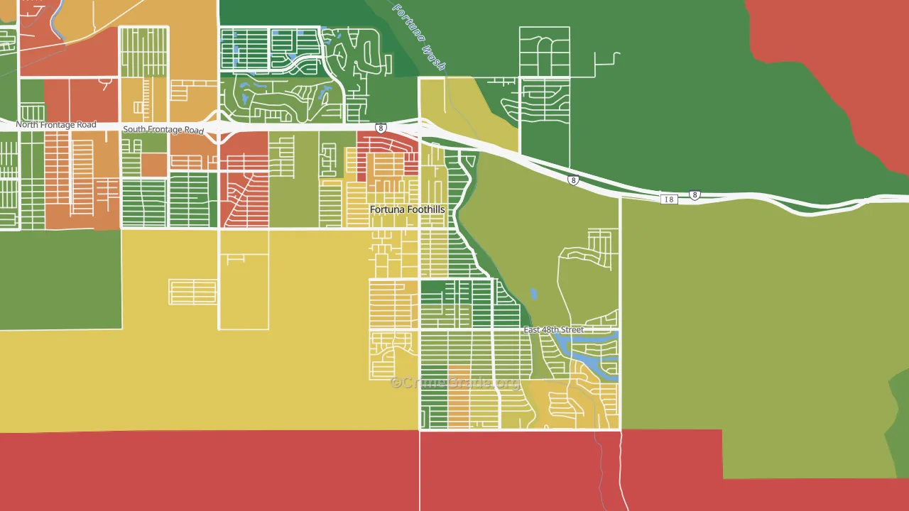 Foothills, Fortuna Foothills, AZ Map of Drug-Related Crime Rates
