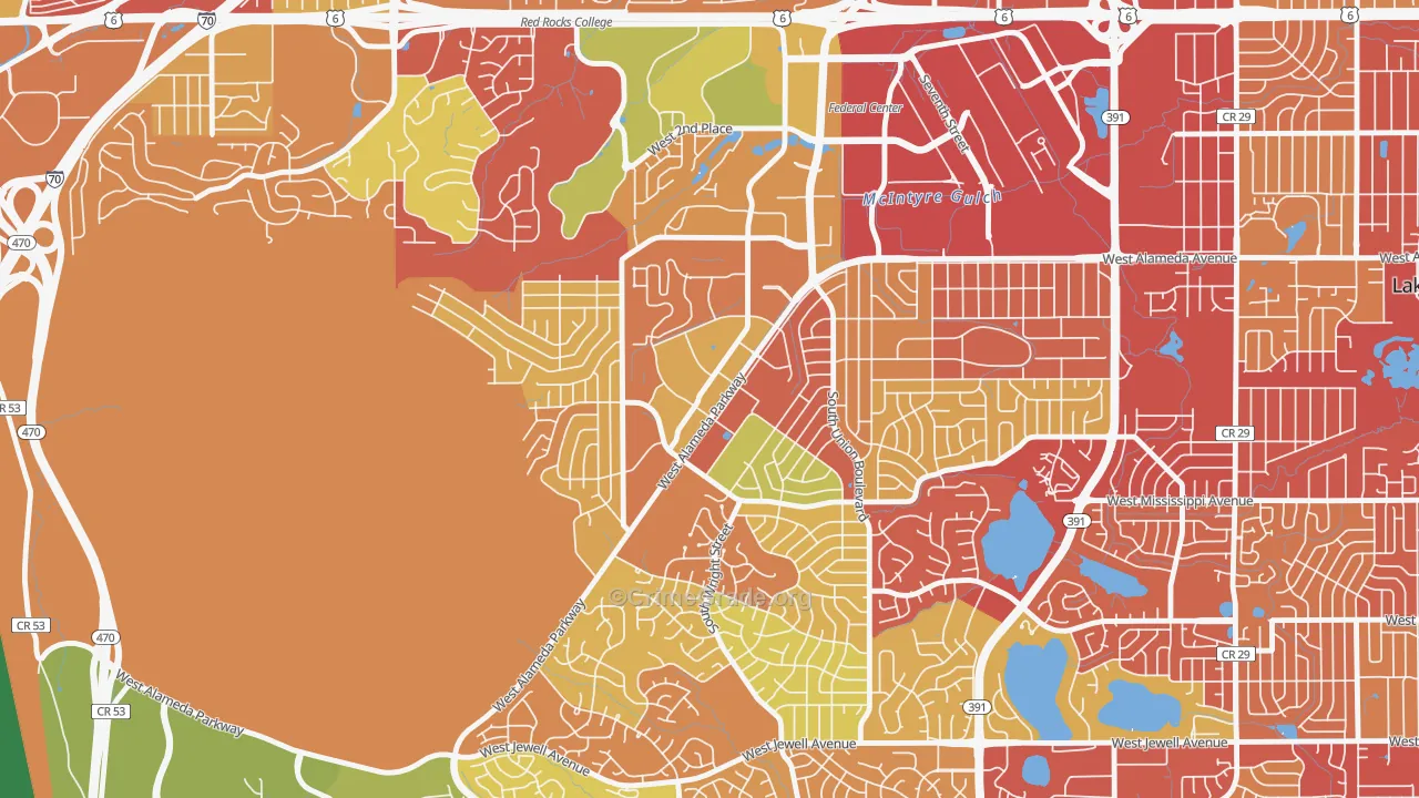 Foothills, Lakewood, CO Map of Drug-Related Crime Rates