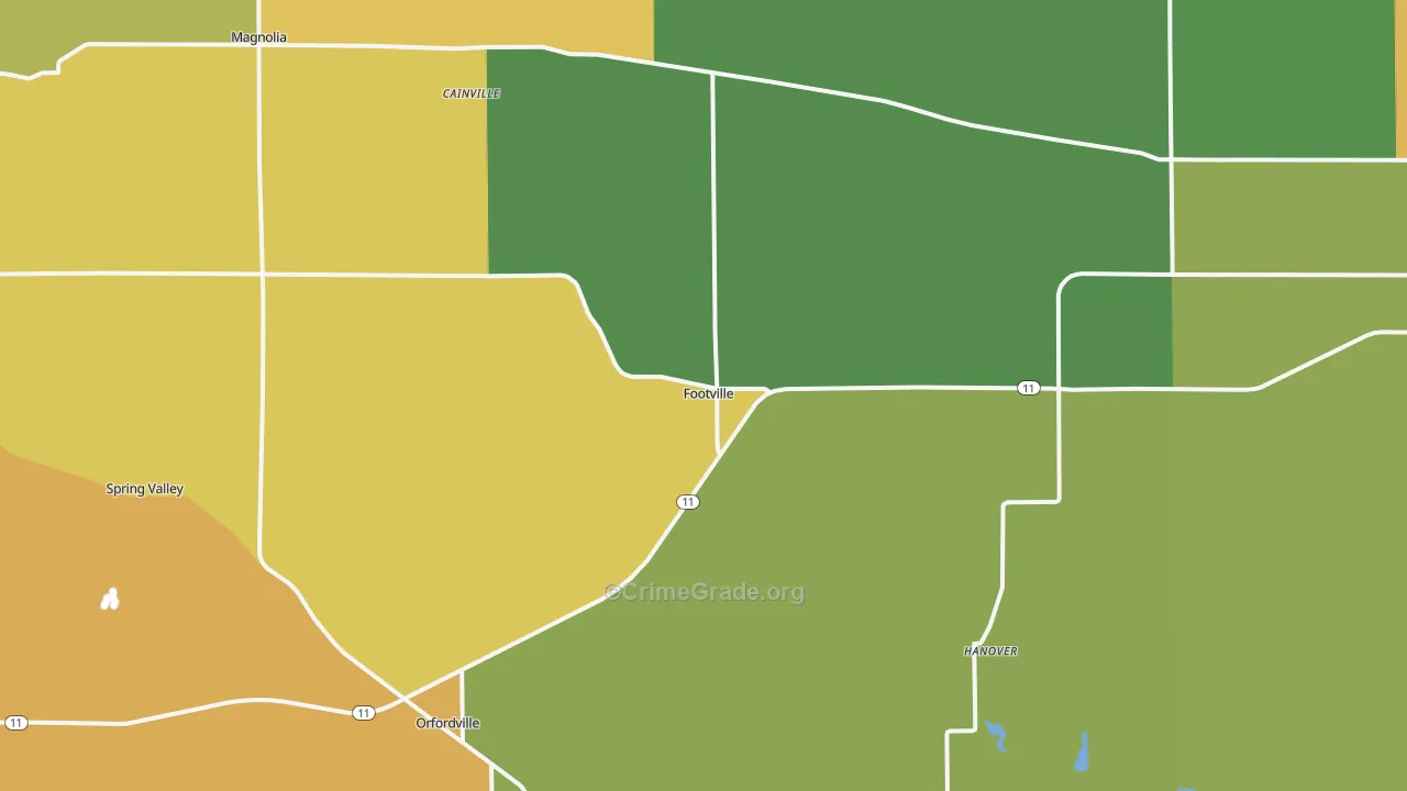 Footville, WI Map of Drug-Related Crime Rates