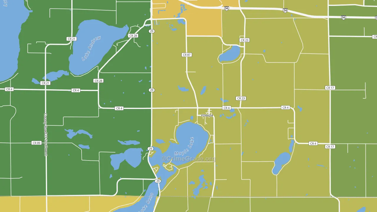 Forada, MN Map of Drug-Related Crime Rates