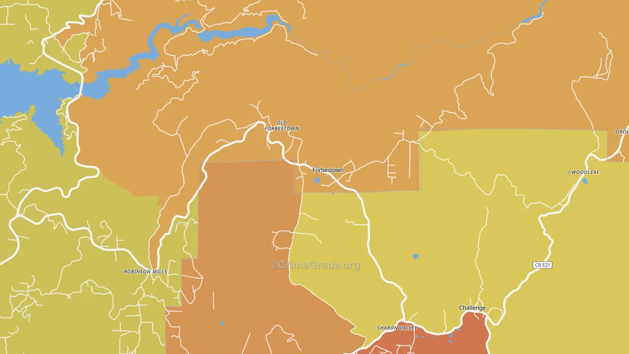 Forbestown, CA Map of Drug-Related Crime Rates
