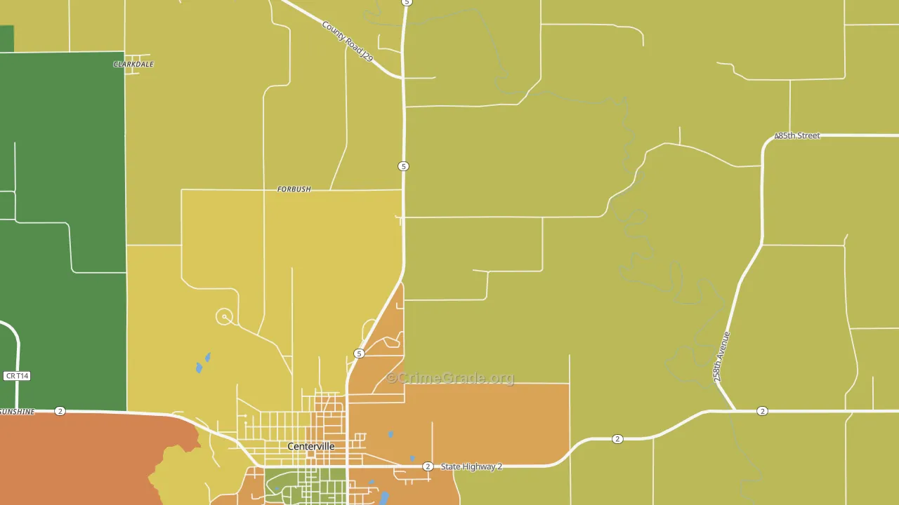 Forbush, IA Map of Drug-Related Crime Rates