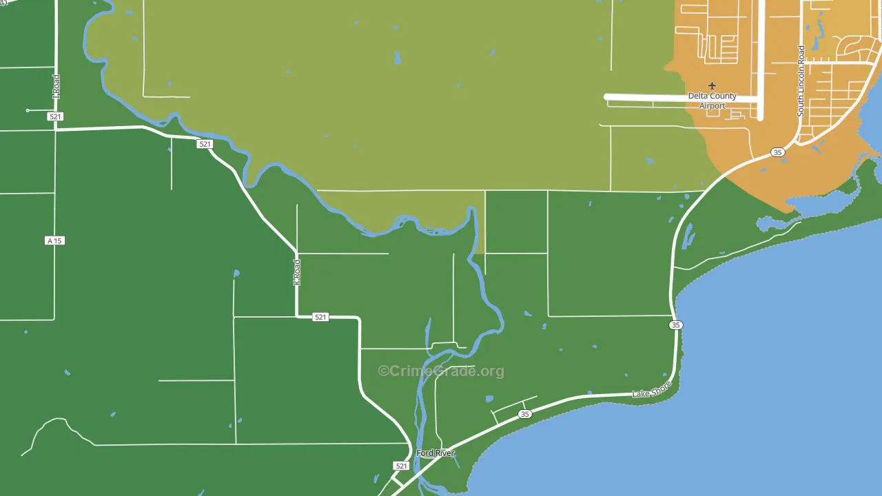 Ford River, MI Map of Drug-Related Crime Rates