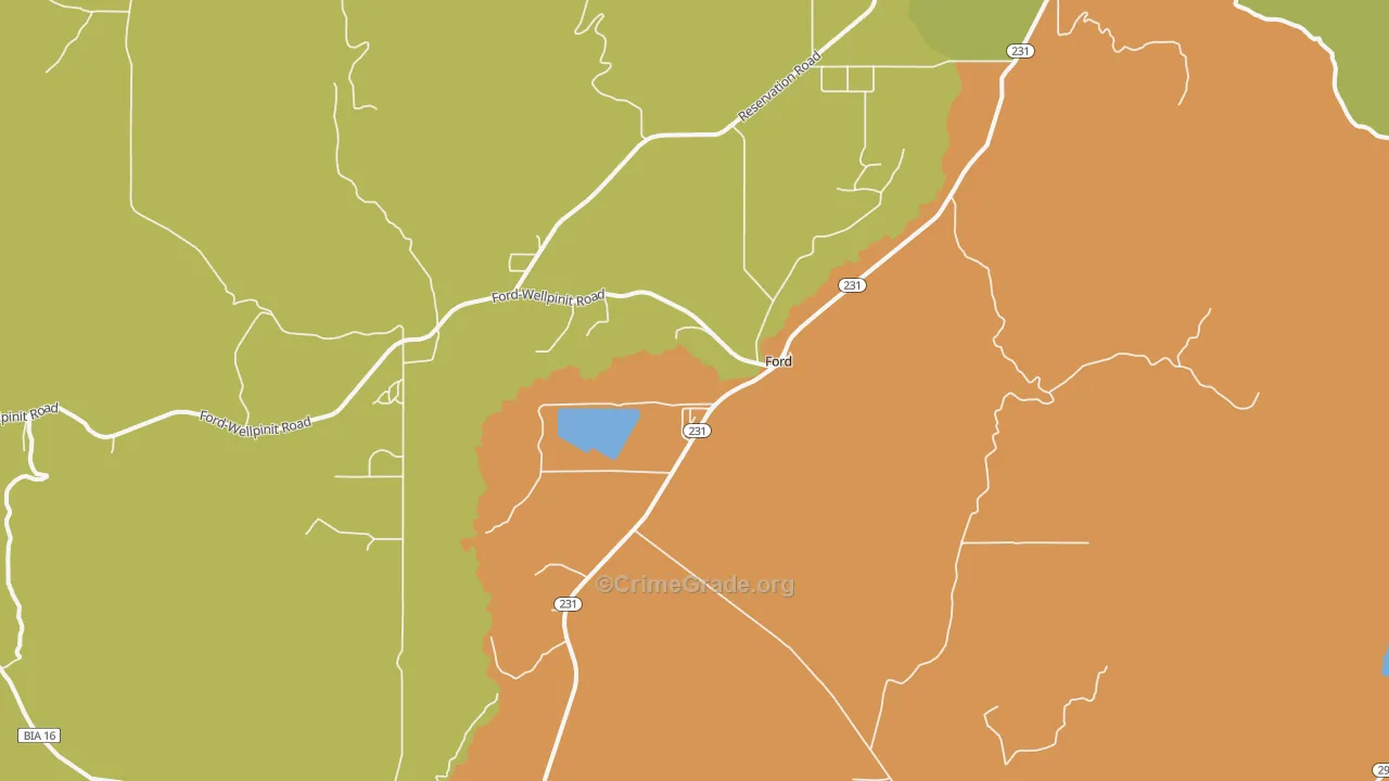 Ford, WA Map of Drug-Related Crime Rates