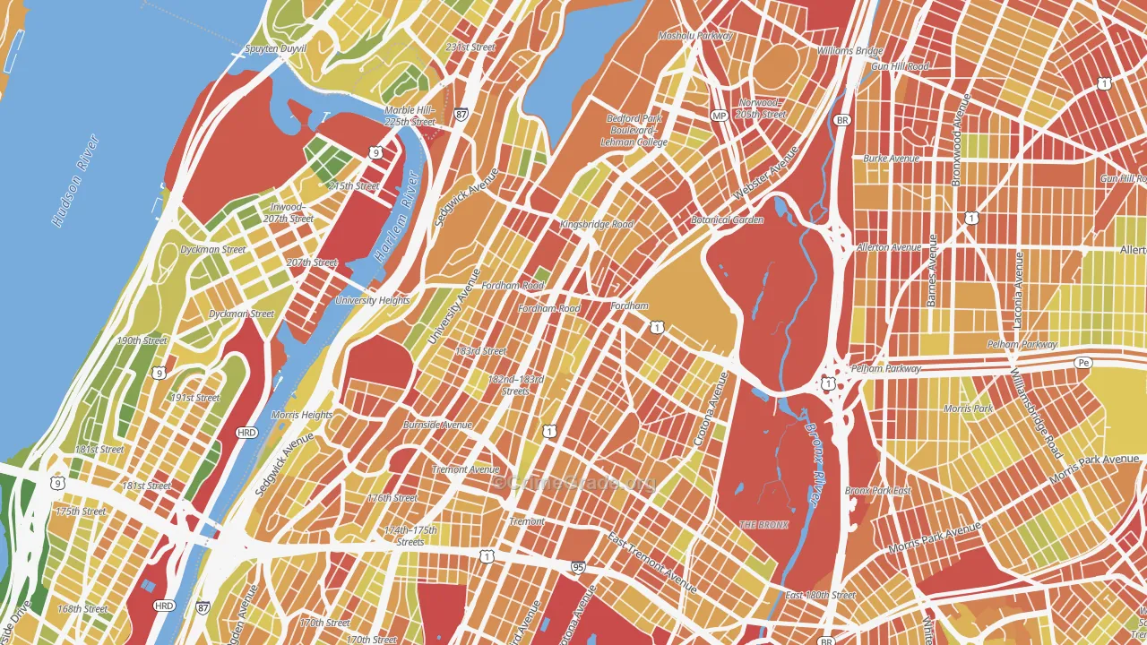 Fordham, Bronx, NY Map of Drug-Related Crime Rates