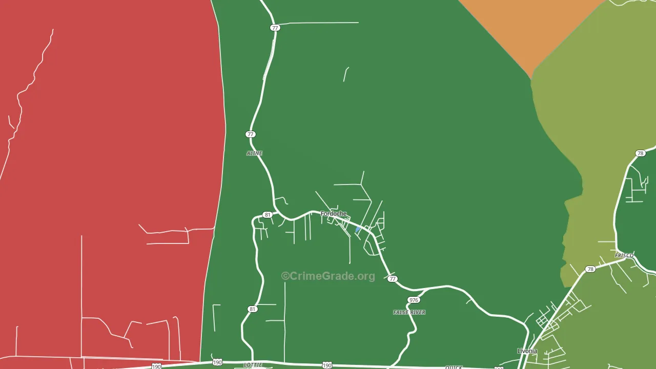 Fordoche, LA Map of Drug-Related Crime Rates