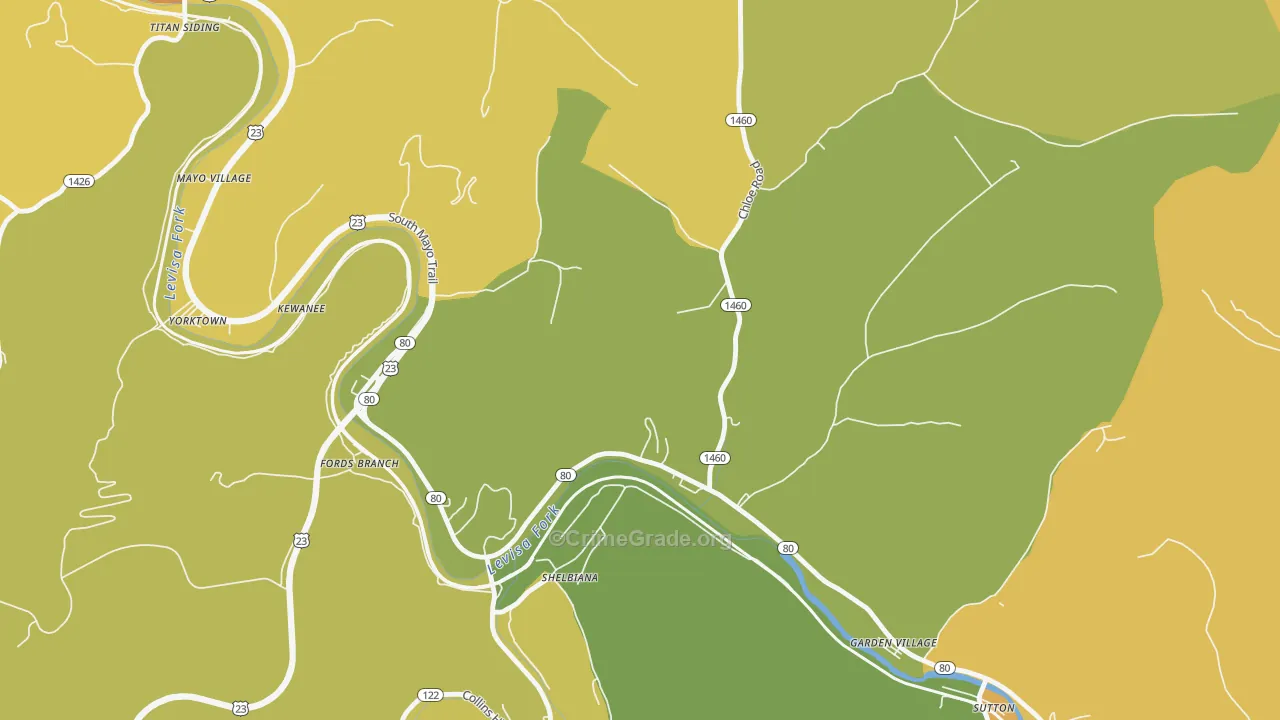 Fords Branch, KY Map of Drug-Related Crime Rates