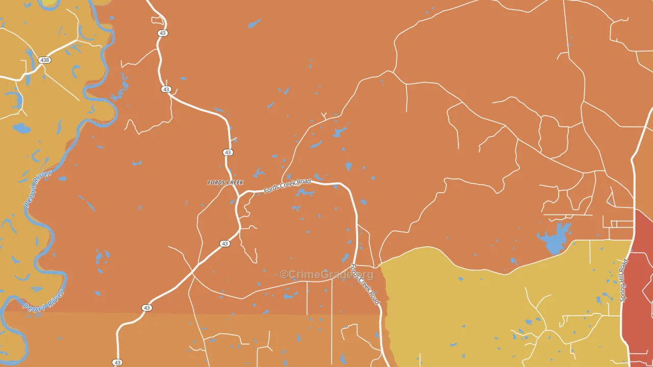 Fords Creek, MS Map of Drug-Related Crime Rates