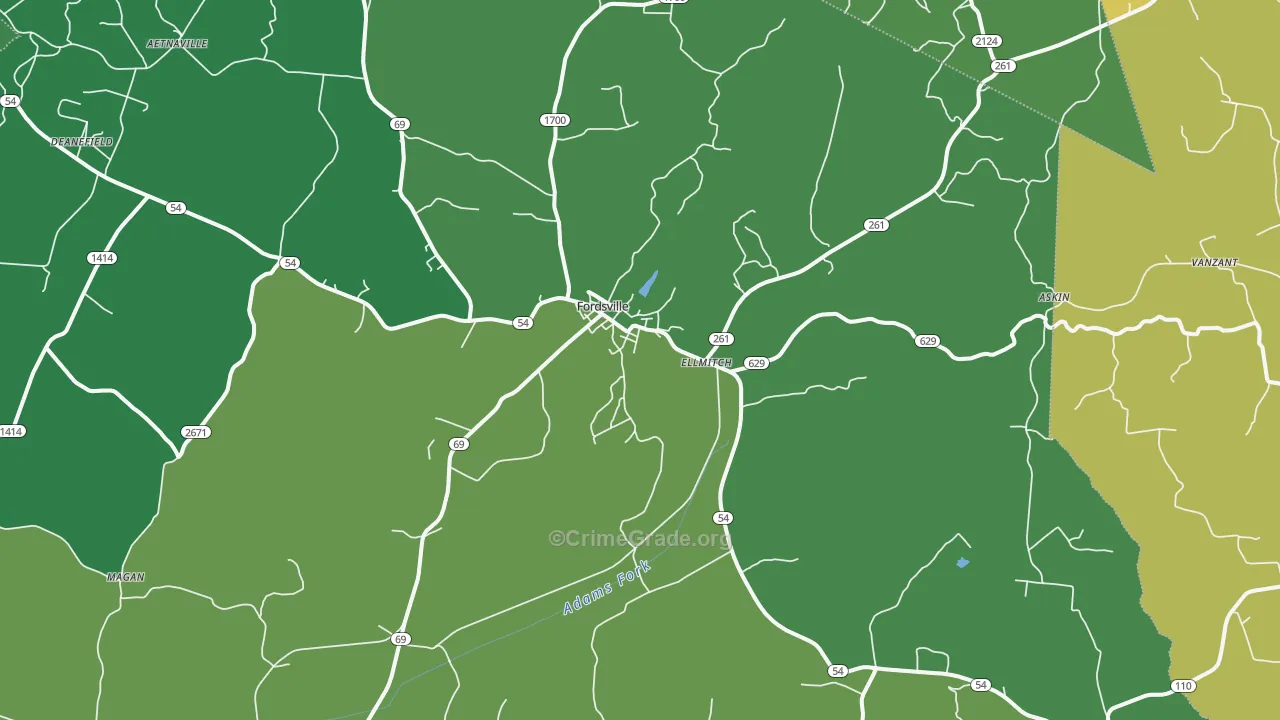 Fordsville, KY Map of Drug-Related Crime Rates