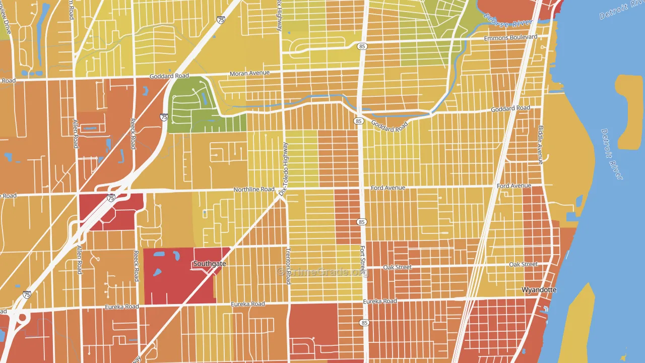 Fordville, Southgate, MI Map of Drug-Related Crime Rates