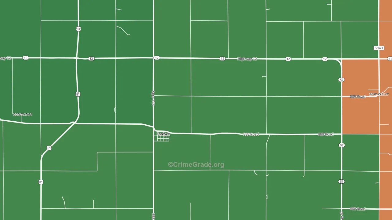 Fordyce, NE Map of Drug-Related Crime Rates