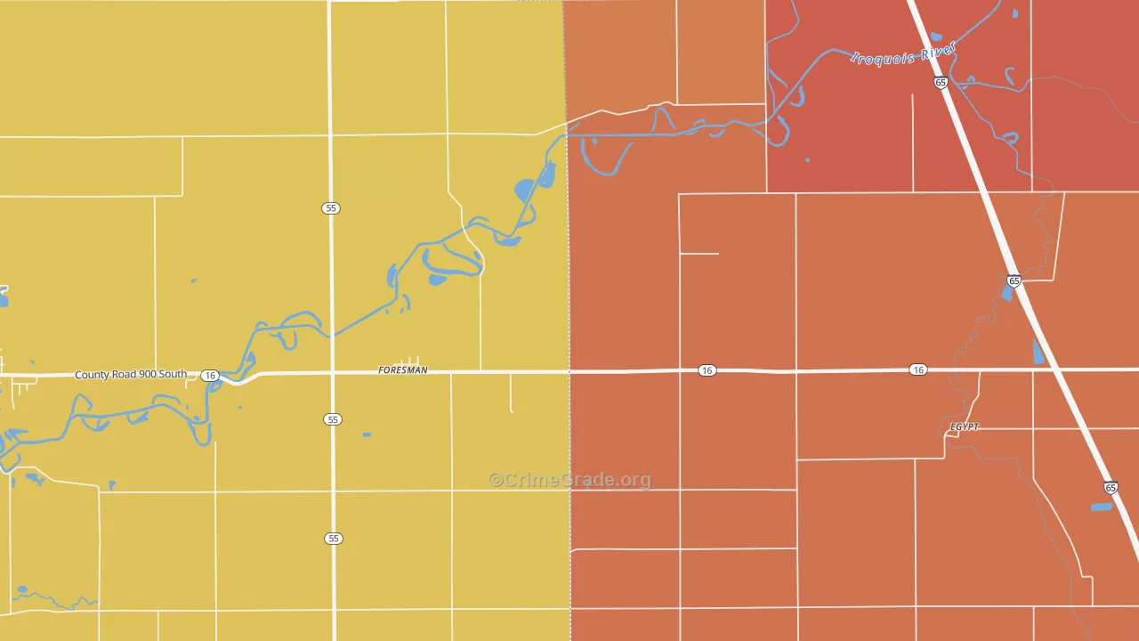 Foresman, IN Map of Drug-Related Crime Rates
