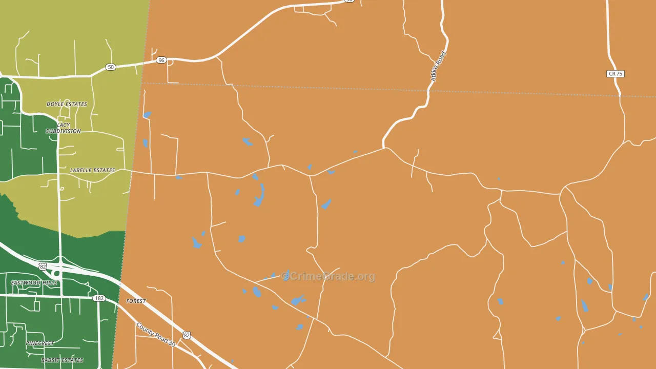 Forest, AL Map of Drug-Related Crime Rates