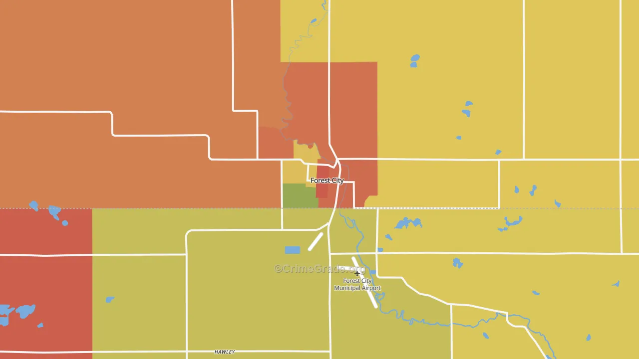 Forest City, IA Map of Drug-Related Crime Rates