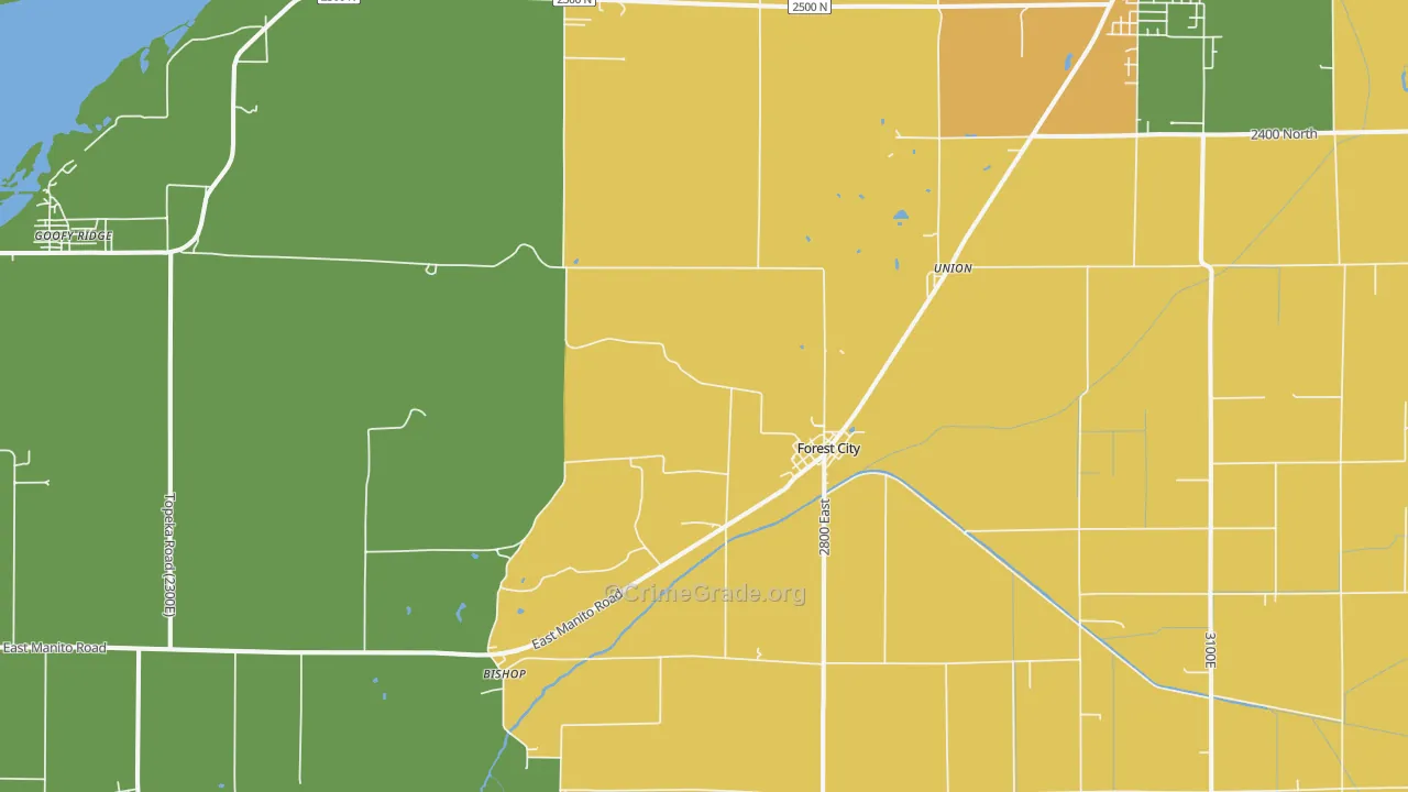 Forest City, IL Map of Drug-Related Crime Rates