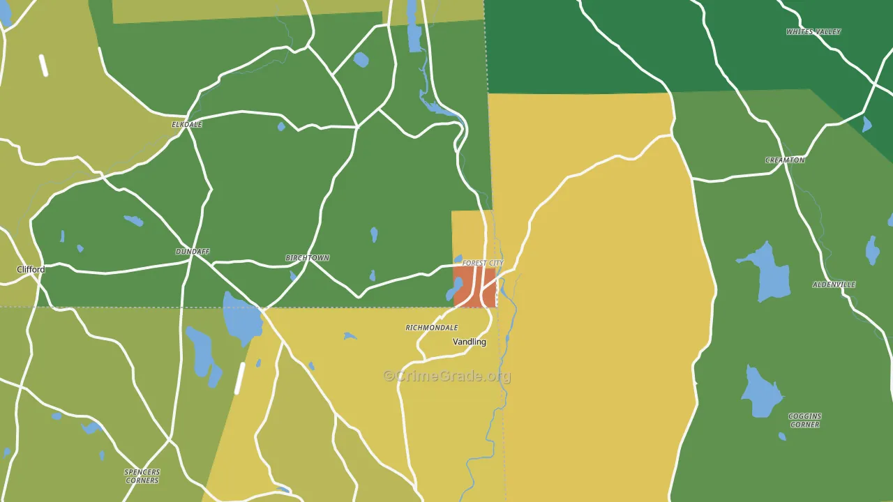 Forest City, PA Map of Drug-Related Crime Rates