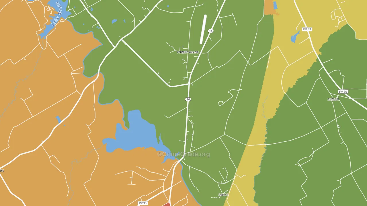 Forest Glade, TX Map of Drug-Related Crime Rates