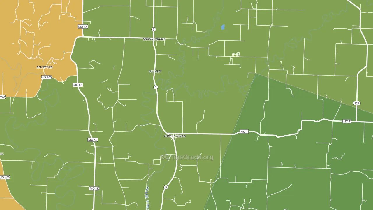 Forest Green, MO Map of Drug-Related Crime Rates