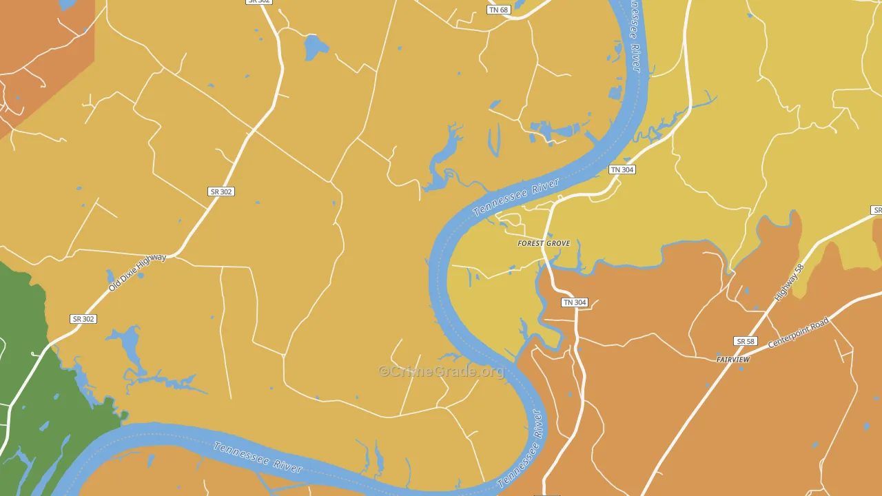 Forest Grove, TN Map of Drug-Related Crime Rates
