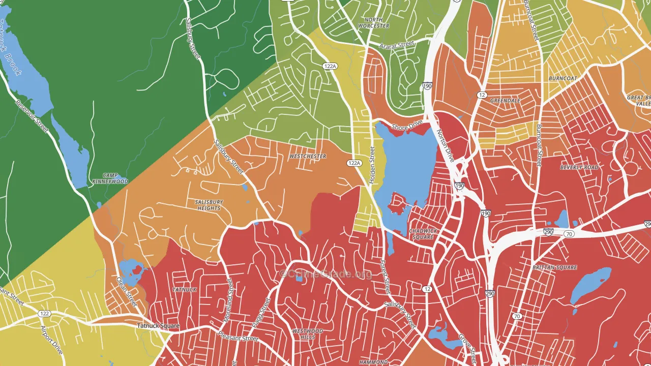 Forest Grove, Worcester, MA Map of Drug-Related Crime Rates
