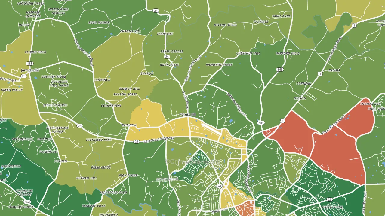 Forest Hill, MD Map of Drug-Related Crime Rates
