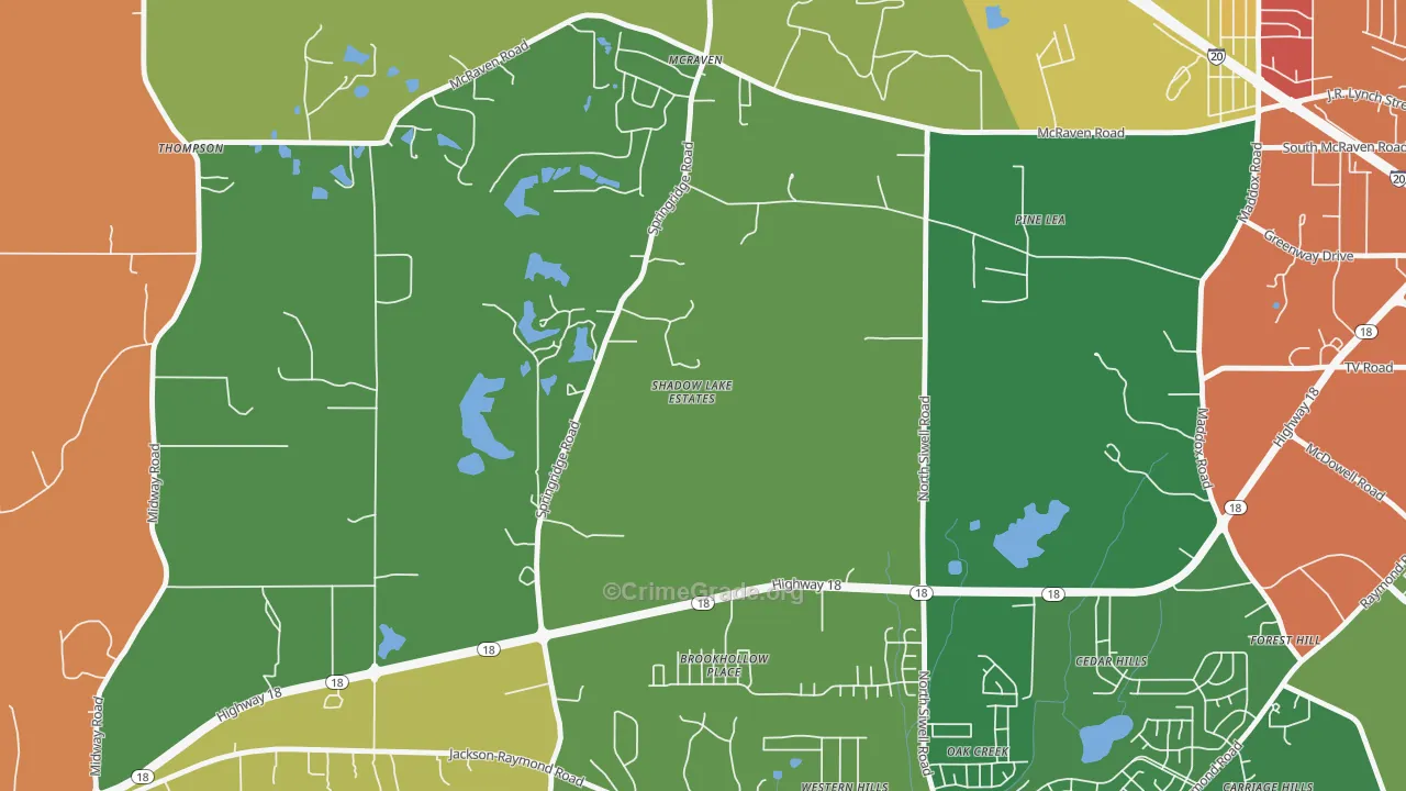 Forest Hill, MS Map of Drug-Related Crime Rates