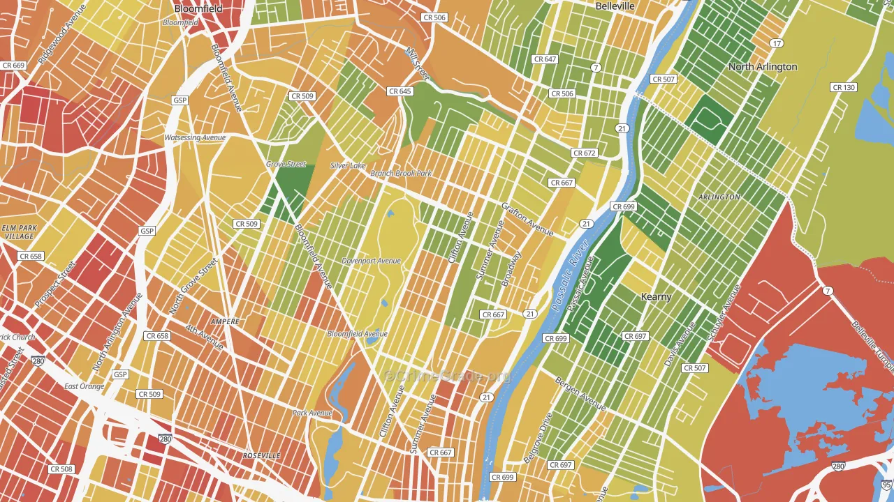 Forest Hill, Newark, NJ Map of Drug-Related Crime Rates