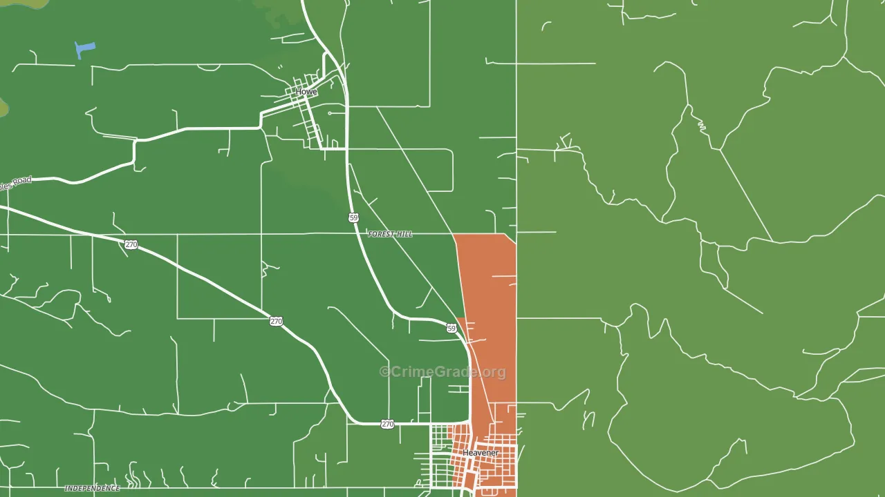 Forest Hill, OK Map of Drug-Related Crime Rates
