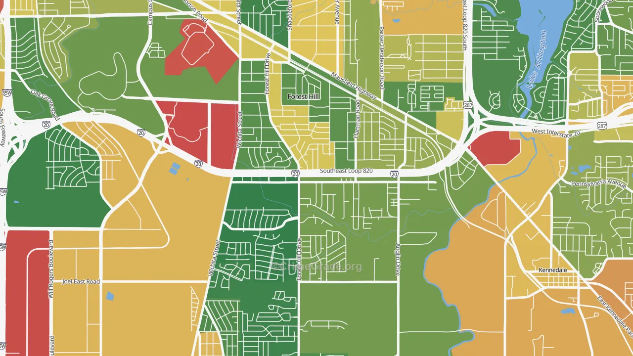 Forest Hill, TX Map of Drug-Related Crime Rates