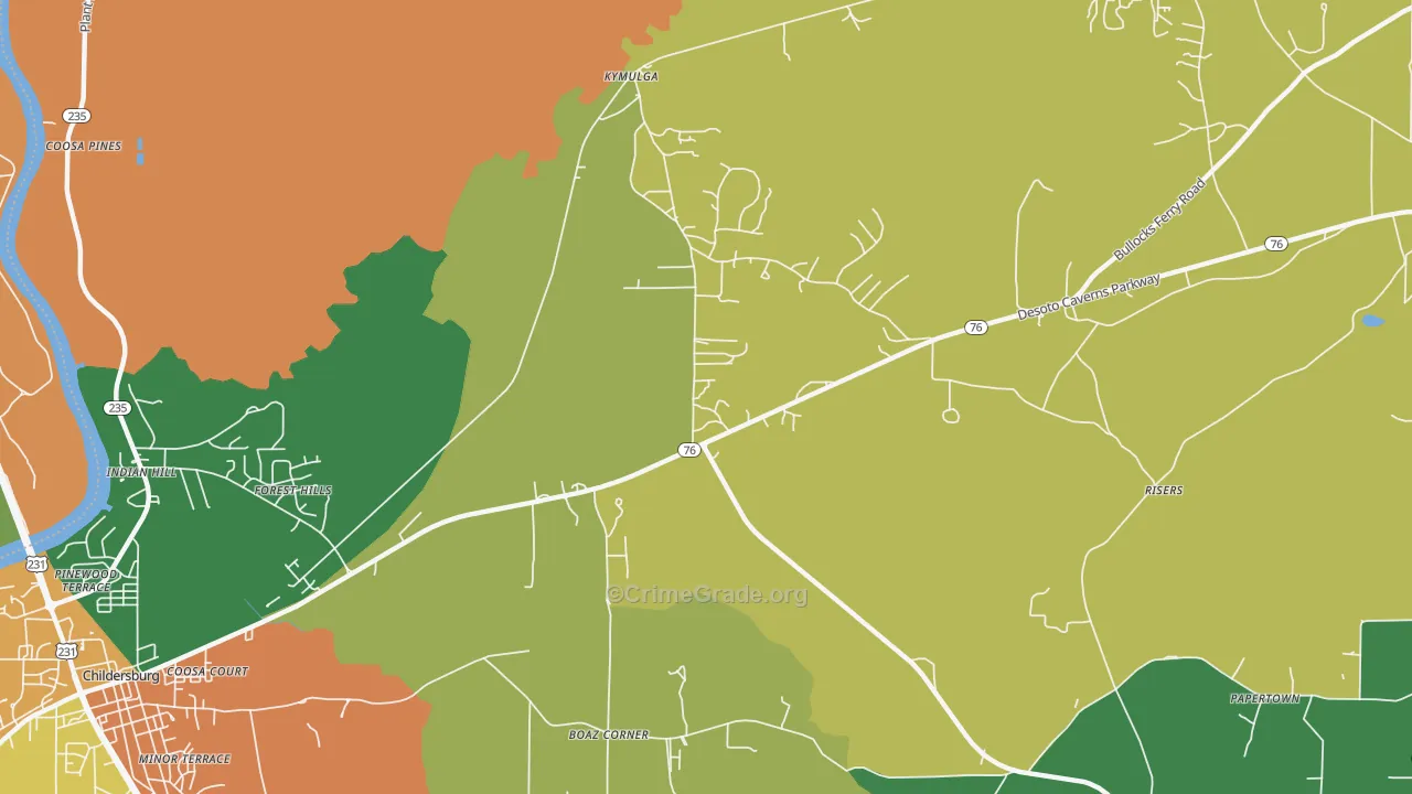 Forest Hills, AL Map of Drug-Related Crime Rates