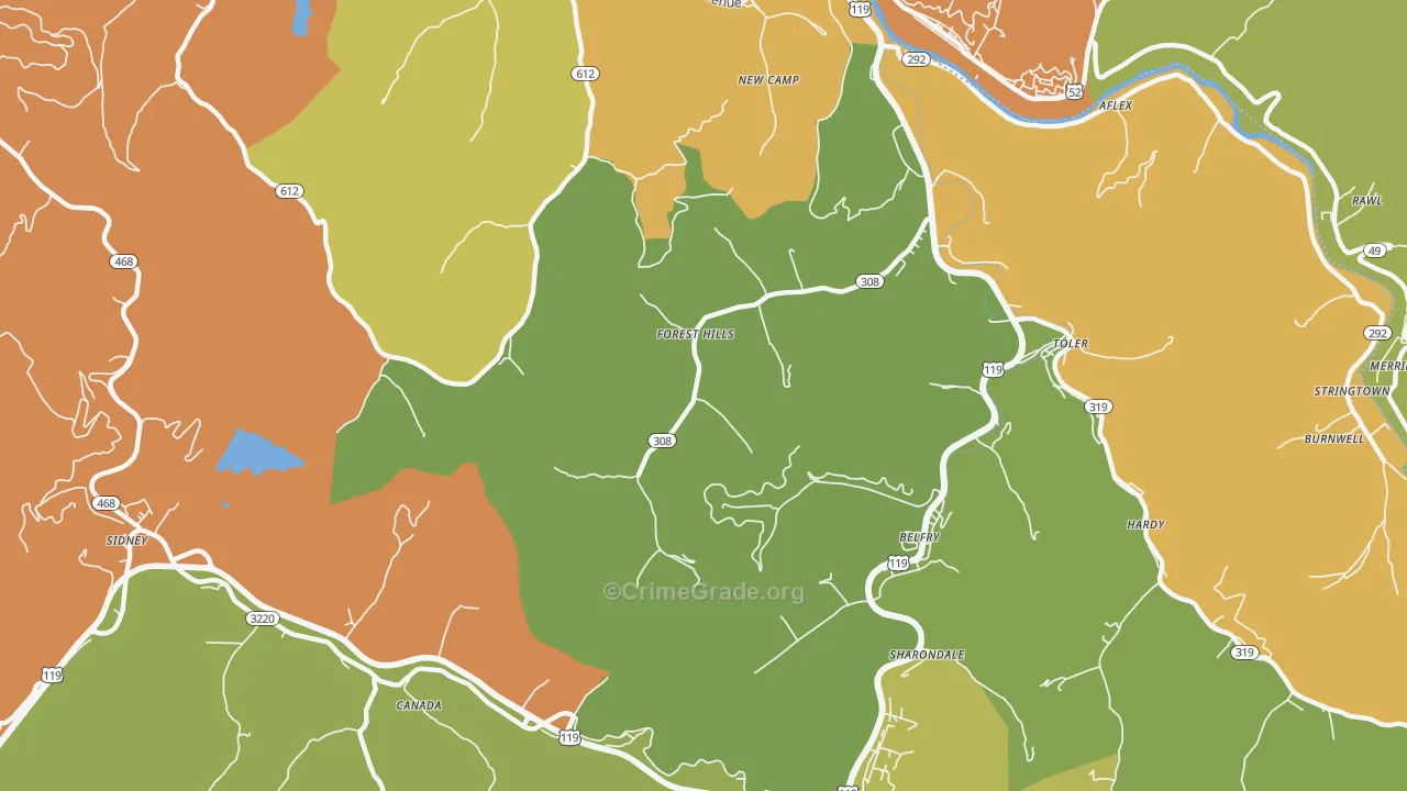 Forest Hills, KY Map of Drug-Related Crime Rates