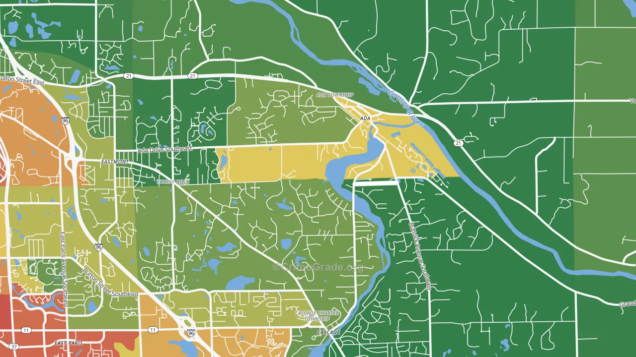 Forest Hills, MI Map of Drug-Related Crime Rates