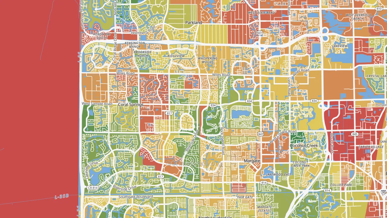 Forest Hills-Miami, Coral Springs, FL Map of Drug-Related Crime Rates
