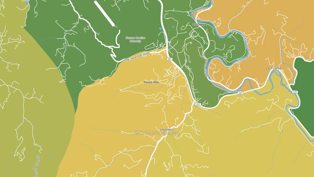 Forest Hills, NC Map of Drug-Related Crime Rates