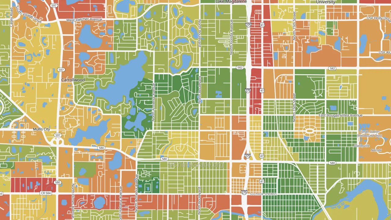 Forest Hills, Tampa, FL Map of Drug-Related Crime Rates