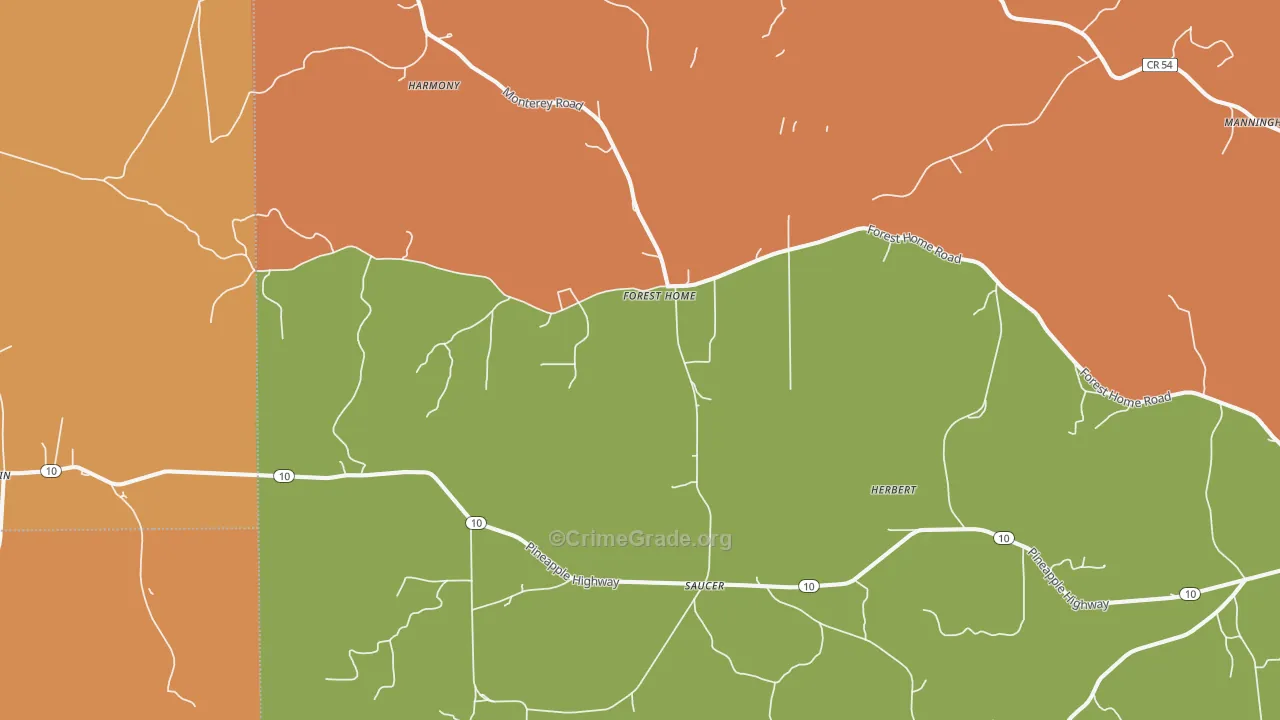 Forest Home, AL Map of Drug-Related Crime Rates